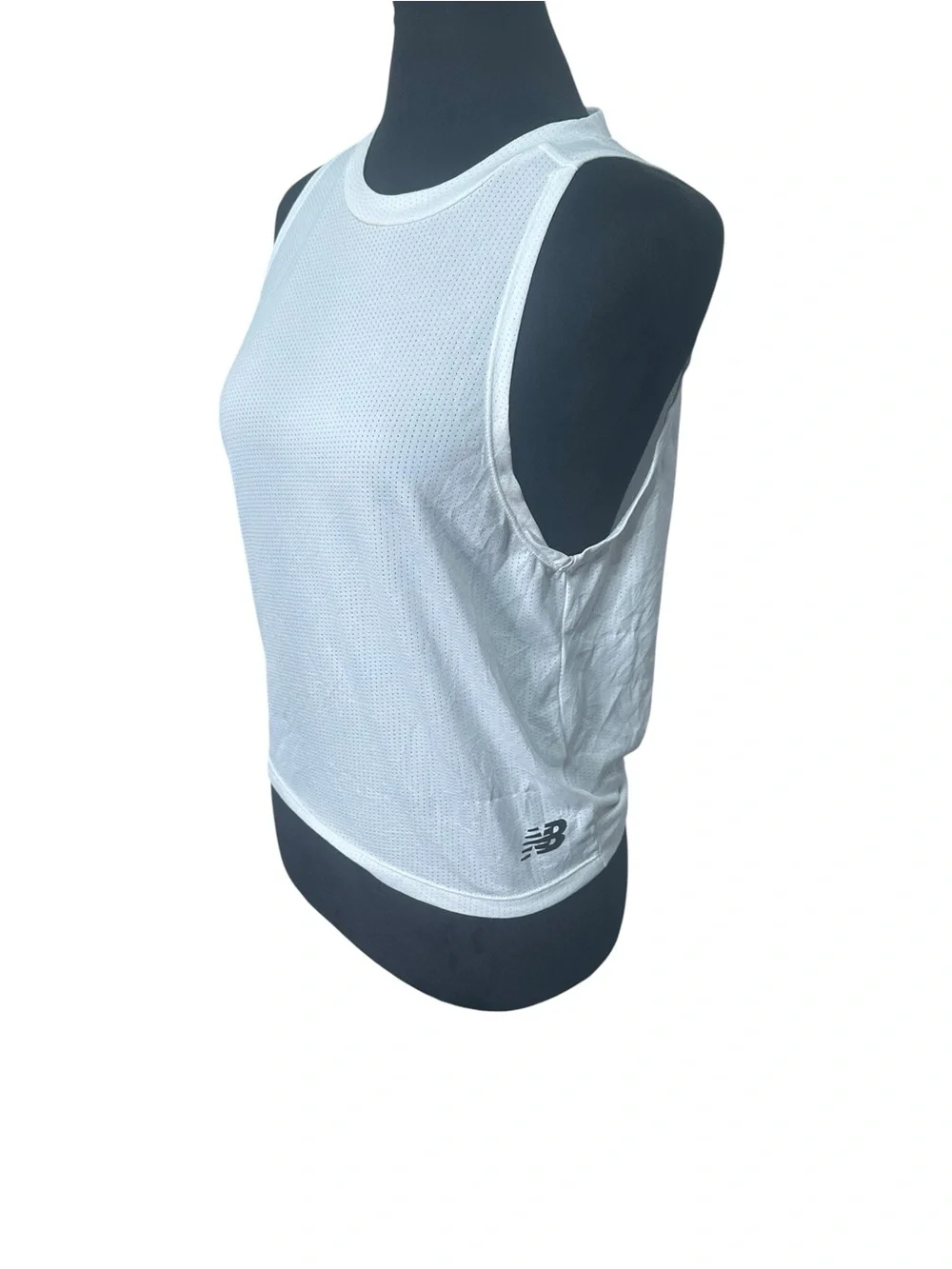 New Balance Women’s S White Mesh Open Back Running Tank Top Tie Workout Athletic